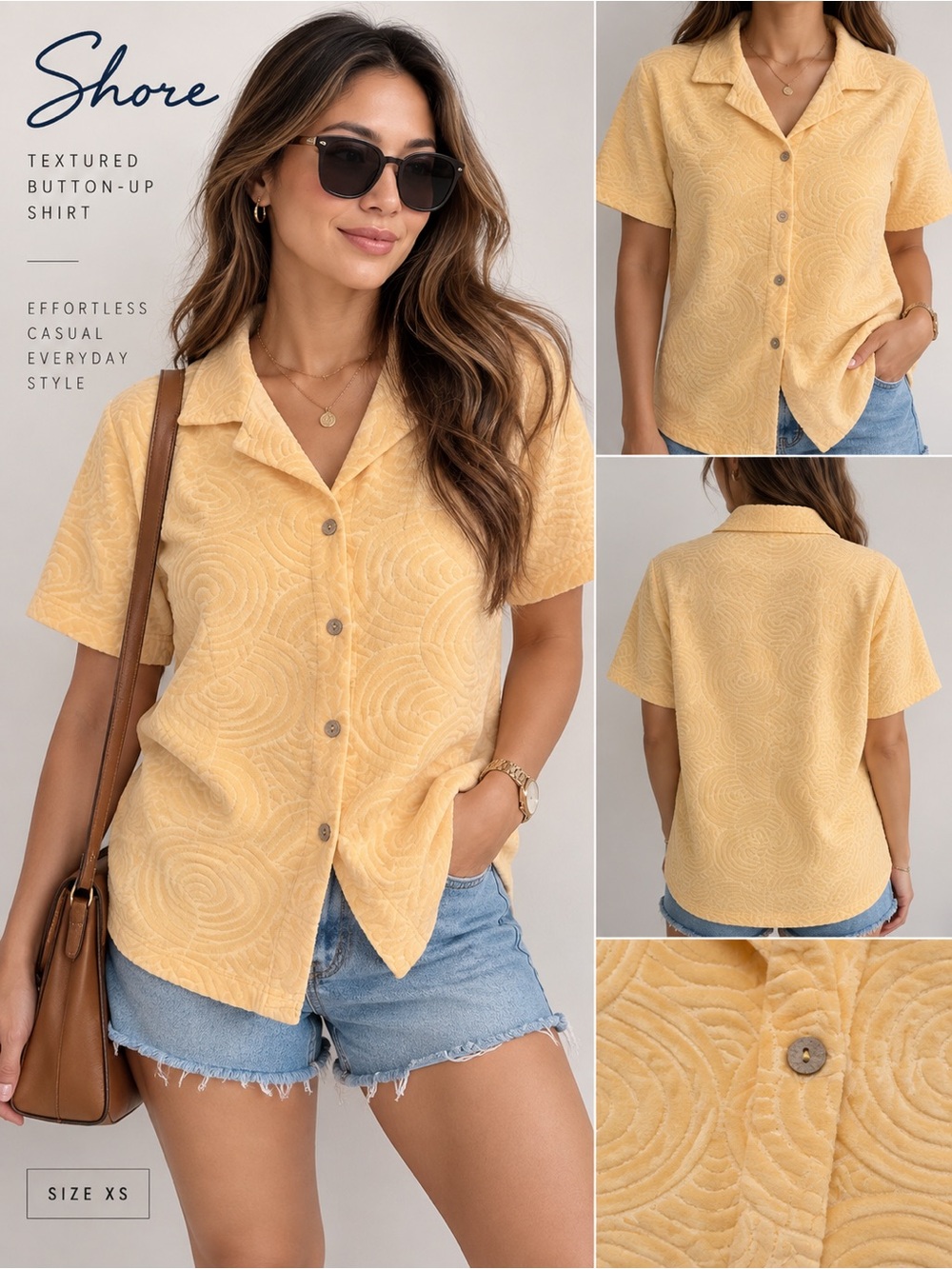 Textured Button-Up Shirt - Butter Yellow